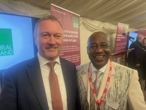 Maxwell with the Secretary of State at DEFRA at the Natural England reception, House of Lords.